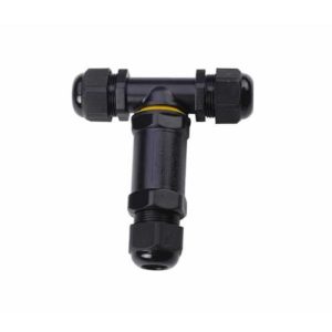 T Connector 3 polig IP68 waterdicht zwart