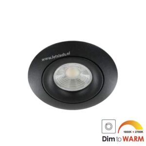 LED spot GU10 7Watt COB rond ZWART dimbaar