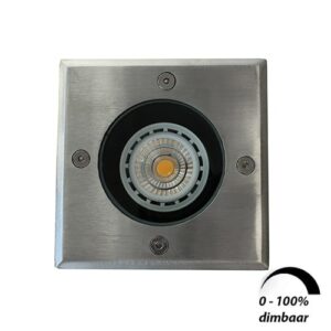 LED grondspot GU10 6Watt COB vierkant RVS dimbaar IP65