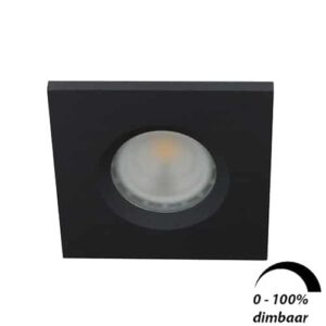 LED spot GU10 6Watt vierkant ZWART IP65 dimbaar