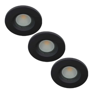 Set 3x LED spot GU10 COB 5Watt rond ZWART IP65 dimbaar D2