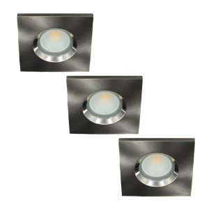 Set 3x LED spot GU10 COB 5Watt vierkant NIKKEL IP65 dimbaar D2