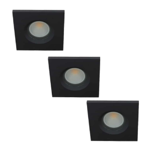 Set 3x LED spot GU10 COB 5Watt vierkant ZWART IP65 dimbaar D2