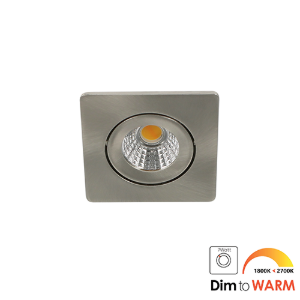 LED mini spot kantelbaar 5Watt vierkant NIKKEL IP54 dimbaar - dim to warm