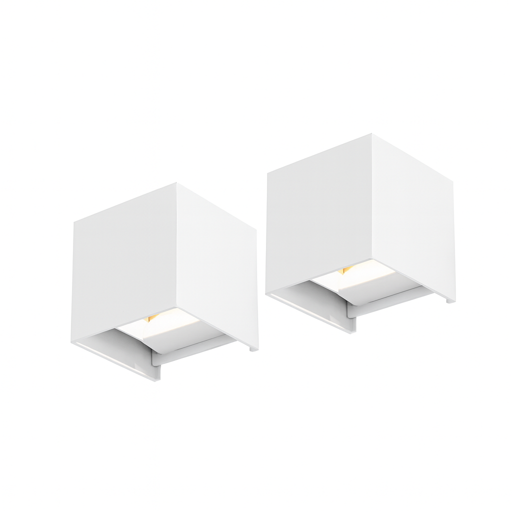 Set 2x Qube Dimbaar Schuttinglamp LED 6Watt WIT 230Volt IP65 afbeelding