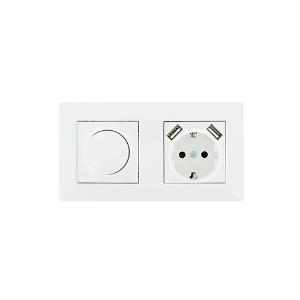 Dimmer en stopcontact met USB Oslo wit - 1