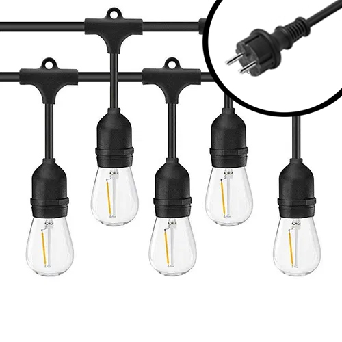 100m Arena LED Prikkabel - IP65 Lichtsnoer Buiten - koppelbaar - Lampjes Slinger - inclusief 100x E27 lampen - Eco - Incl. Stekker