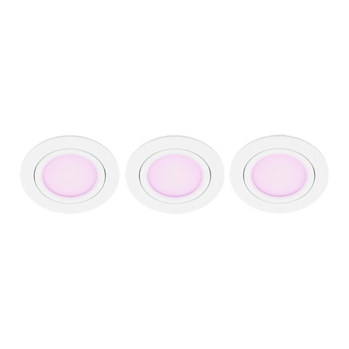 Set 3x - Mondo ondiepe inbouwspot - White & Color - rond WIT 8Watt IP65 - Zigbee 3