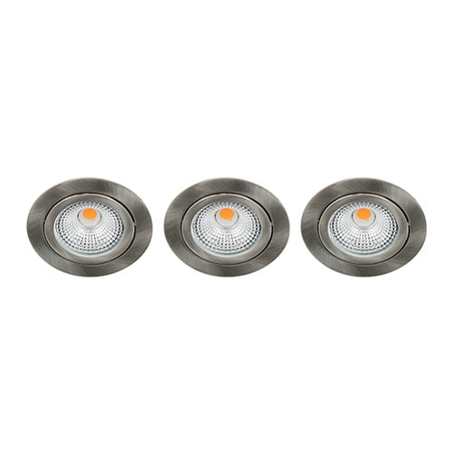 LED spot kantelbaar 5Watt rond NIKKEL IP65 dimbaar D SET3 - 1