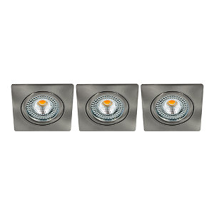 LED spot kantelbaar 5Watt vierkant NIKKEL IP65 dimbaar ID1 SET3 - 1