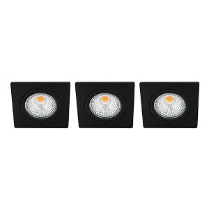 LED spot kantelbaar 5Watt vierkant ZWART IP65 dimbaar D SET3 - 1