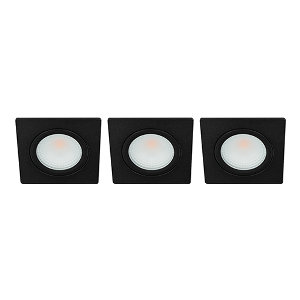 LED spot kantelbaar 5Watt vierkant ZWART IP65 dimbaar D2 SET3 - 1