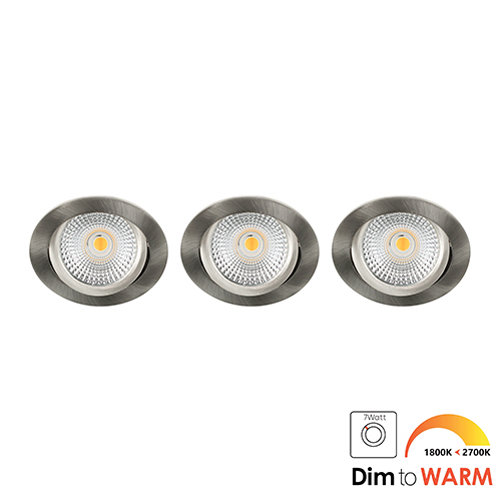 LED spot kantelbaar 7Watt rond NIKKEL IP65 dimbaar DTW SET3 - 2