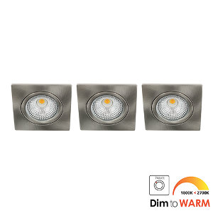 LED spot kantelbaar 7Watt vierkant NIKKEL IP65 dimbaar DTW SET3 - 1