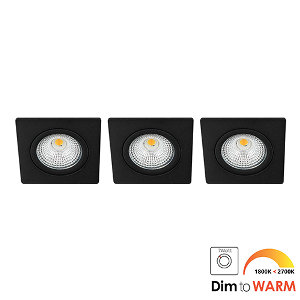 LED spot kantelbaar 7Watt vierkant ZWART IP65 dimbaar DTW SET3 - 1