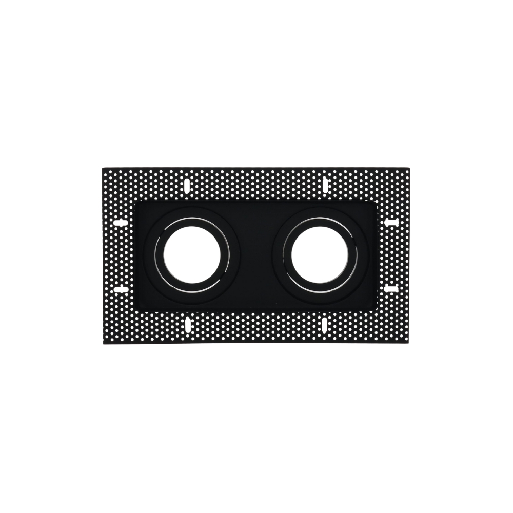 LED trimless stucframe spot armatuur dubbel vierkant ZWART kantelbaar