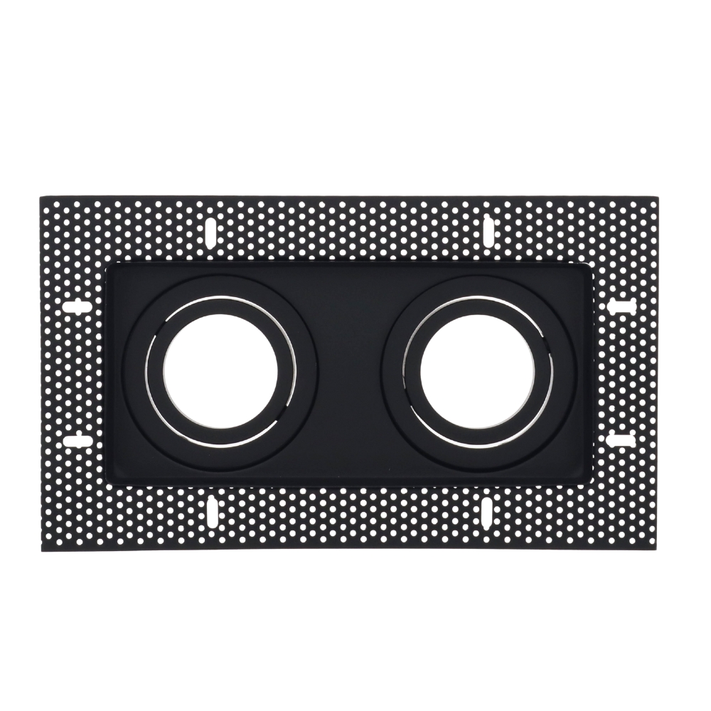 LED trimless stucframe spot armatuur dubbel vierkant ZWART kantelbaar