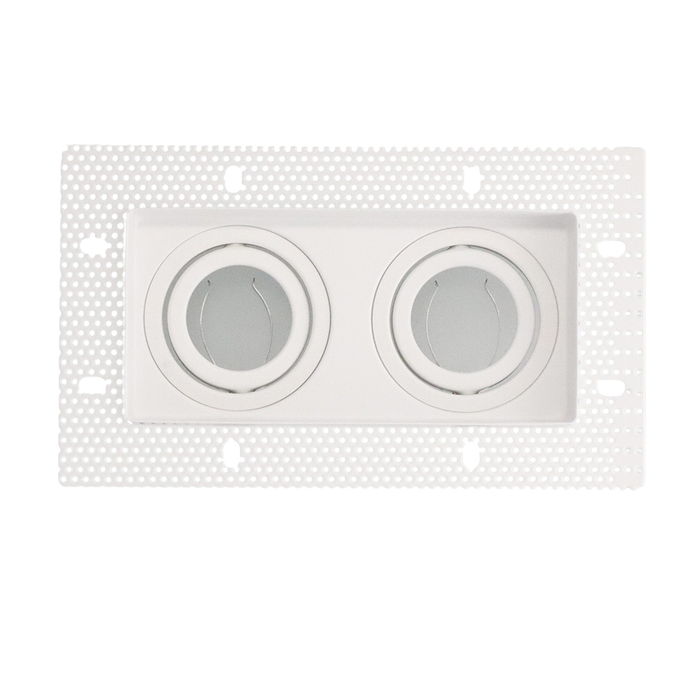 LED trimless stucframe spot armatuur dubbel vierkant WIT kantelbaar