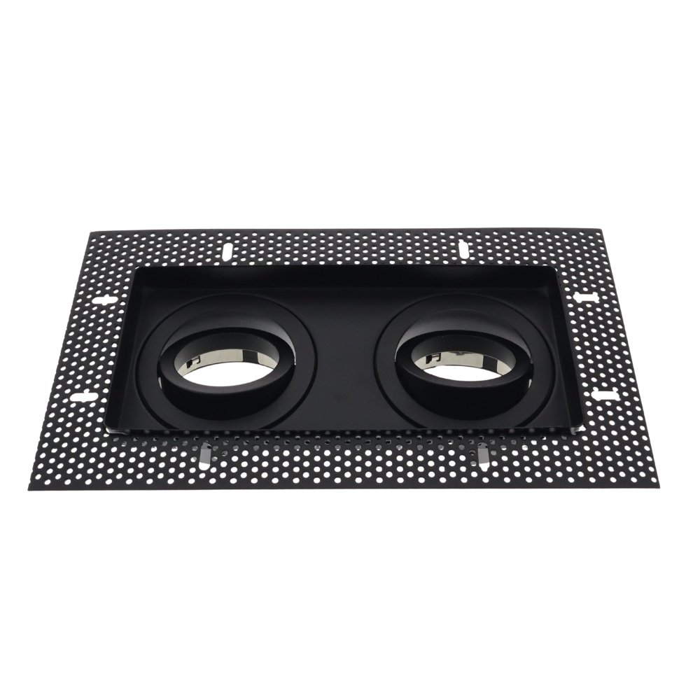 LED trimless stucframe spot armatuur dubbel vierkant ZWART kantelbaar