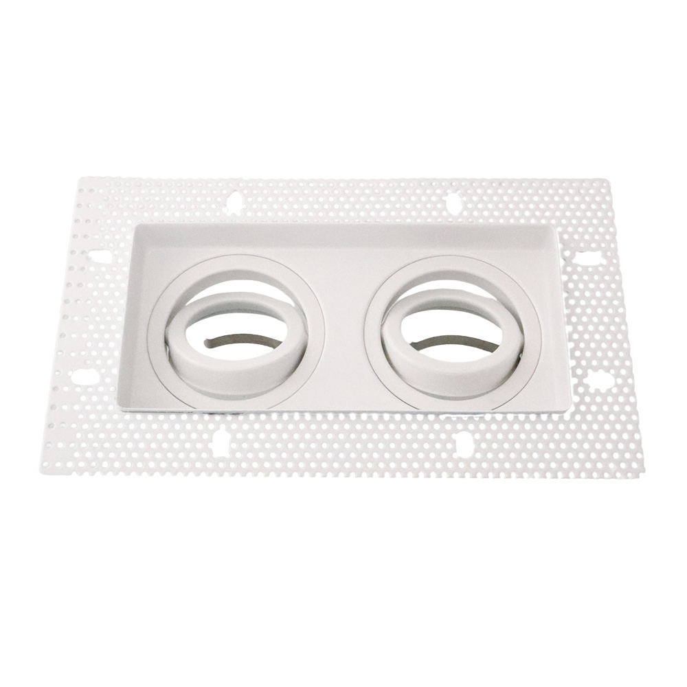 LED trimless stucframe spot armatuur dubbel vierkant WIT kantelbaar