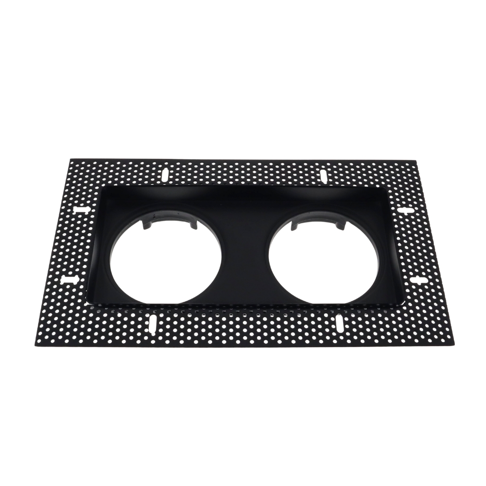 LED trimless stucframe spot armatuur dubbel vierkant ZWART kantelbaar