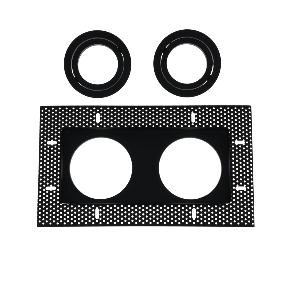 LED trimless stucframe spot armatuur dubbel vierkant ZWART kantelbaar