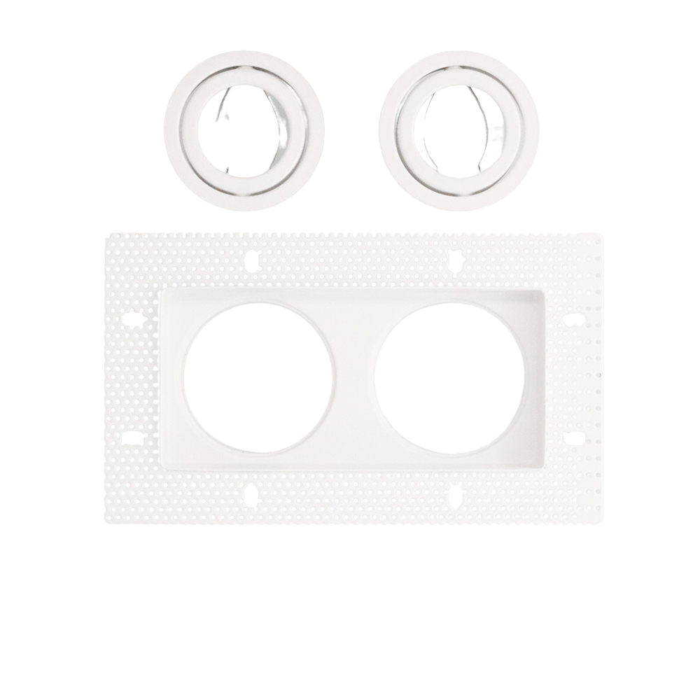 LED trimless stucframe spot armatuur dubbel vierkant WIT kantelbaar