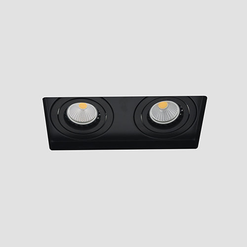 LED trimless spot GU10 COB 5Watt dubbel vierkant ZWART dimbaar