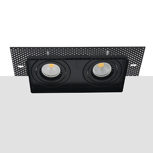 LED trimless spot GU10 COB 5Watt dubbel vierkant ZWART dimbaar