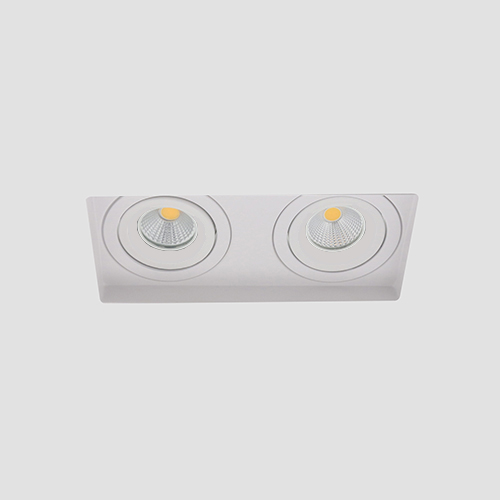 LED trimless stucframe spot kantelbaar GU10 COB 3Watt dubbel vierkant WIT dimbaar