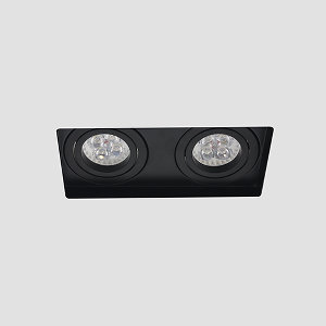 LED trimless spot GU10 4Watt dubbel vierkant ZWART dimbaar