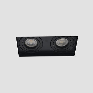 LED trimless spot GU10 COB 7Watt dubbel vierkant ZWART dimbaar