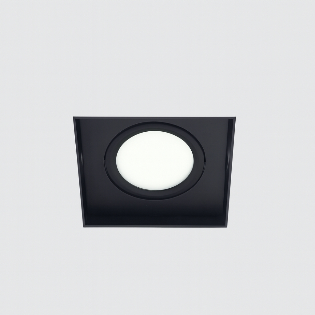 Bella Ondiepe LED inbouw 40mm trimless spot kantelbaar 5Watt vierkant ZWART IP65 dimbaar - interne driver
