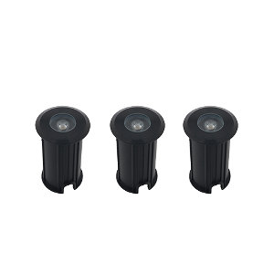 Set 3x Rota LED mini grondspot 1Watt ZWART rond IP65