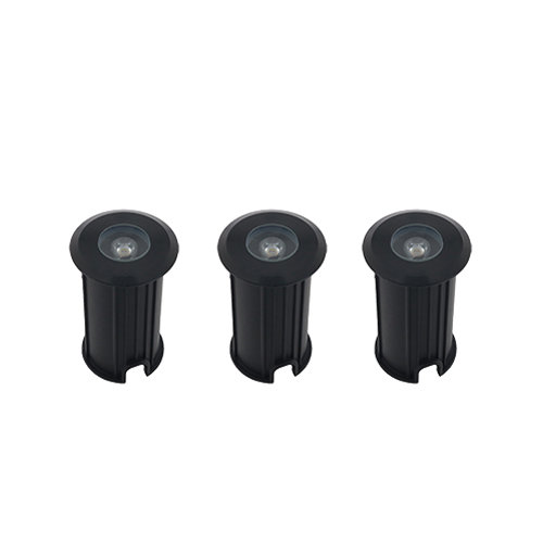 Set 3x Rota LED mini grondspot 1Watt ZWART rond IP65