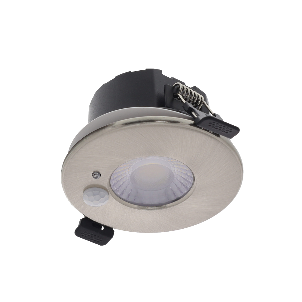 LED PIR inbouwspot IP65 waterdicht met bewegings sensor 6Watt rond NIKKEL CCT switch én dimbaar afbeelding