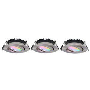 Set 3x - Zigbee led inbouwspot kleine inbouwdiepte - White & Color - rond NIKKEL 5Watt IP65 - Zeno