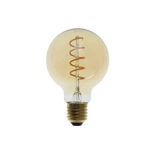 LED Spiraal lamp | Dimbaar | E27 | 4W | Globe 80 | Amber glas | 2200K - Extra warm wit