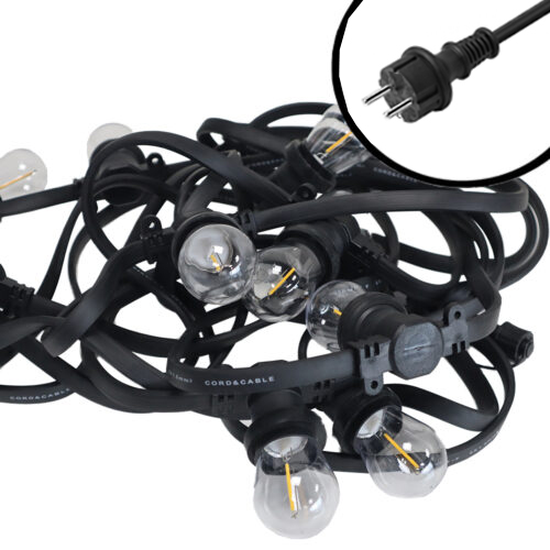 100m Arena platte LED Prikkabel - IP65 Lichtsnoer Buiten - koppelbaar - inclusief 100x E27 lampen - Incl. Stekker