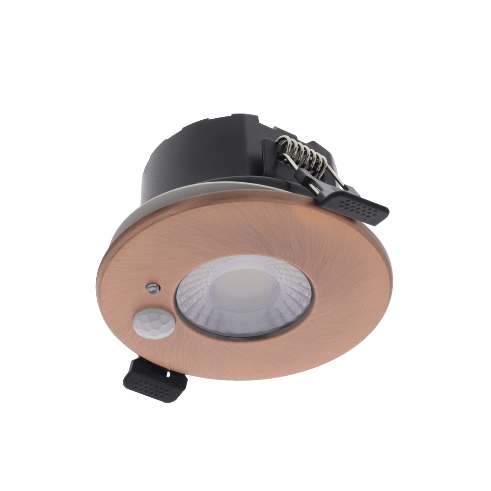 LED PIR inbouwspot IP65 waterdicht met bewegings sensor 6Watt rond KOPER CCT switch én dimbaar afbeelding