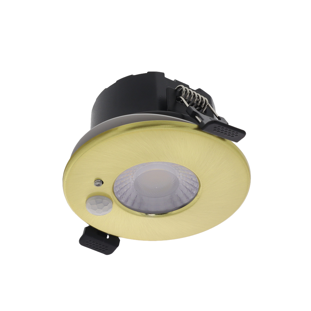 LED PIR inbouwspot IP65 waterdicht met bewegings sensor 6Watt rond MESSING CCT switch én dimbaar afbeelding