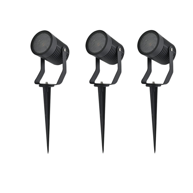 Set 3x LED tuinspot prikspot armatuur GU10 ZWART Raster 220/230Volt IP65