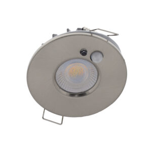 LED PIR inbouwspot IP65 waterdicht met bewegings sensor 6Watt rond NIKKEL én dimbaar