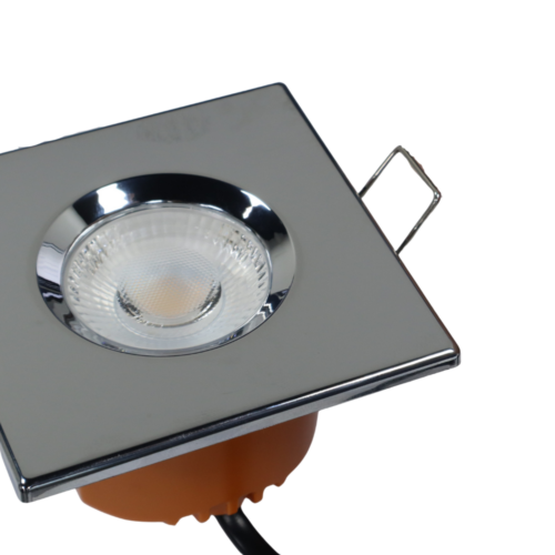 LED fire rated inbouwspot 6Watt vierkant CHROME IP65 dimbaar - CCT - interne driver - brandvertragend