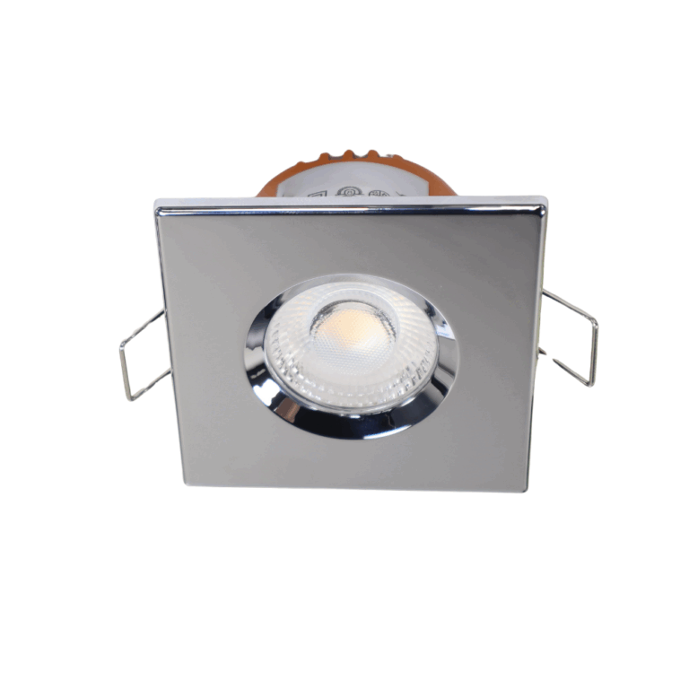LED fire rated inbouwspot 6Watt vierkant CHROME IP65 dimbaar - CCT - 2700K - 3000K - 4000k - interne driver - brandvertragend