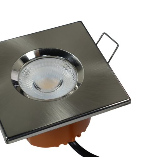 LED fire rated inbouwspot 6Watt vierkant NIKKEL IP65 dimbaar - CCT - interne driver - brandvertragend