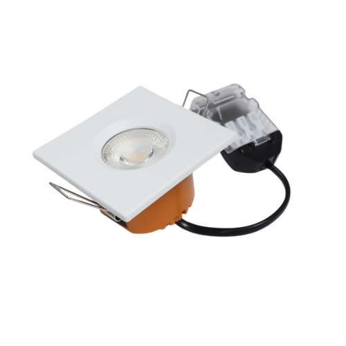 LED fire rated inbouwspot 6Watt vierkant WIT IP65 dimbaar - CCT - interne driver - brandvertragend