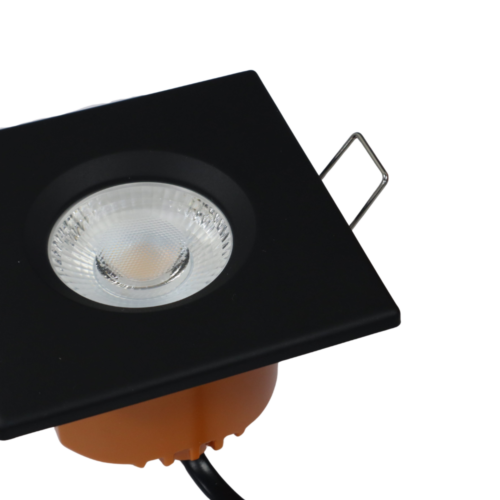 LED fire rated inbouwspot 6Watt vierkant ZWART IP65 dimbaar - CCT - interne driver - brandvertragend