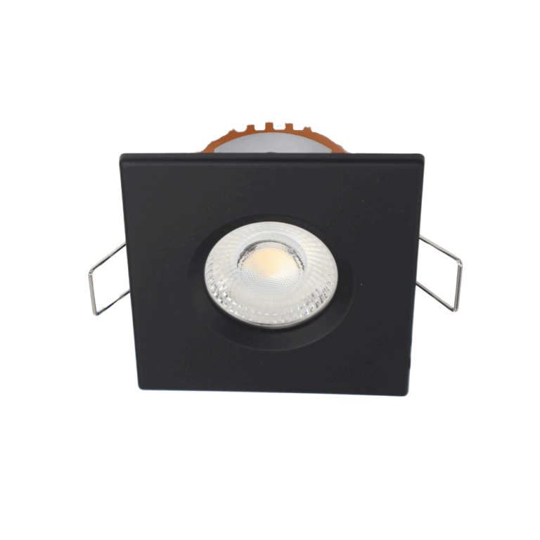 LED fire rated inbouwspot 6Watt vierkant ZWART IP65 dimbaar - CCT - 2700K - 3000K - 4000k - interne driver - brandvertragend