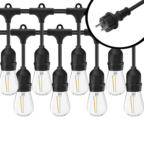40m Arena LED Prikkabel - IP65 Lichtsnoer Buiten - koppelbaar - Lampjes Slinger - inclusief 80x E27 lampen - Eco - Incl. Stekker